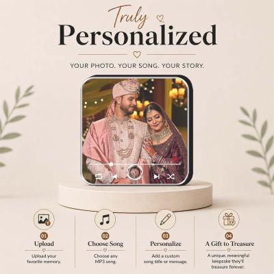 Personalized Wedding Gift for Couples Photo Musical Fridge Magnet | Music Player Refrigerator Magnet | Marriage for Couple